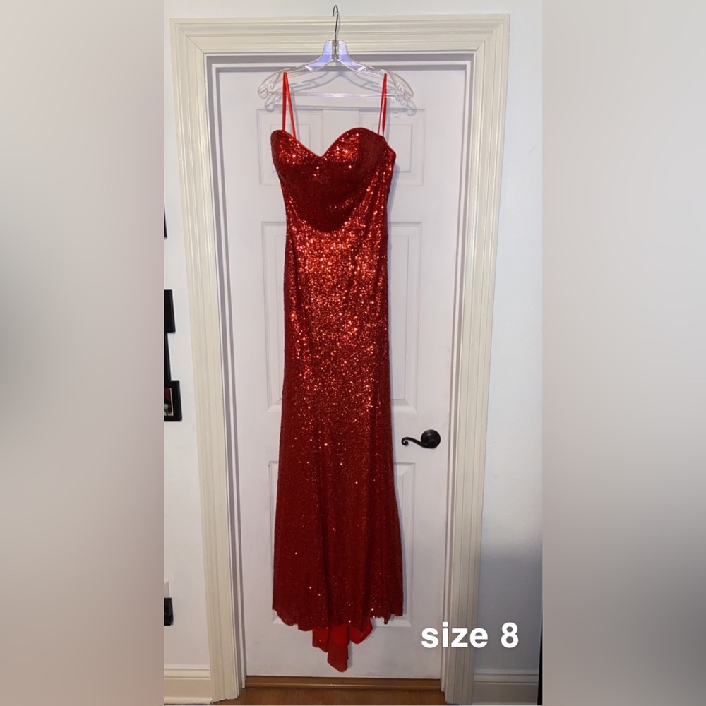 COPY - Red sequins Prom/Pageant dress. Size 8. Worn once. Like new.